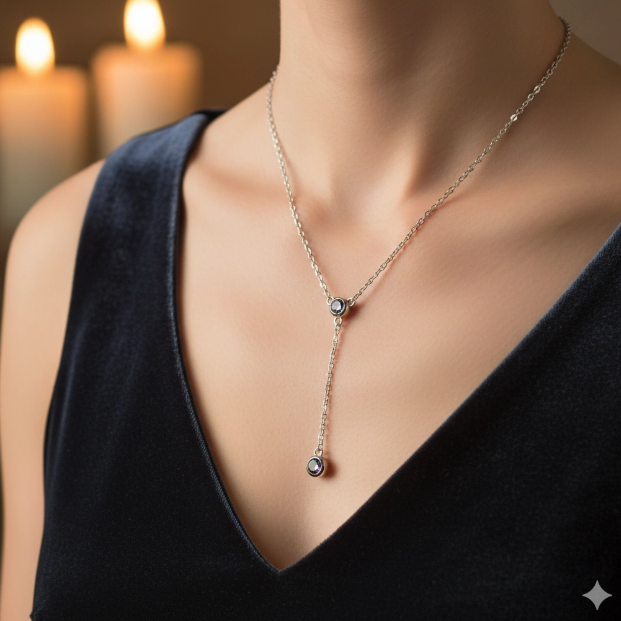 Sterling Silver Necklace with Sapphire