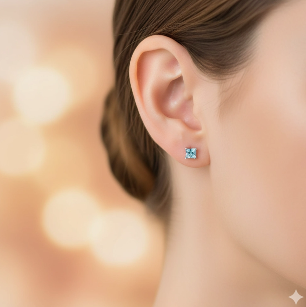 Sterling Silver Earring Studs with Topaz 1.66 CT.TW