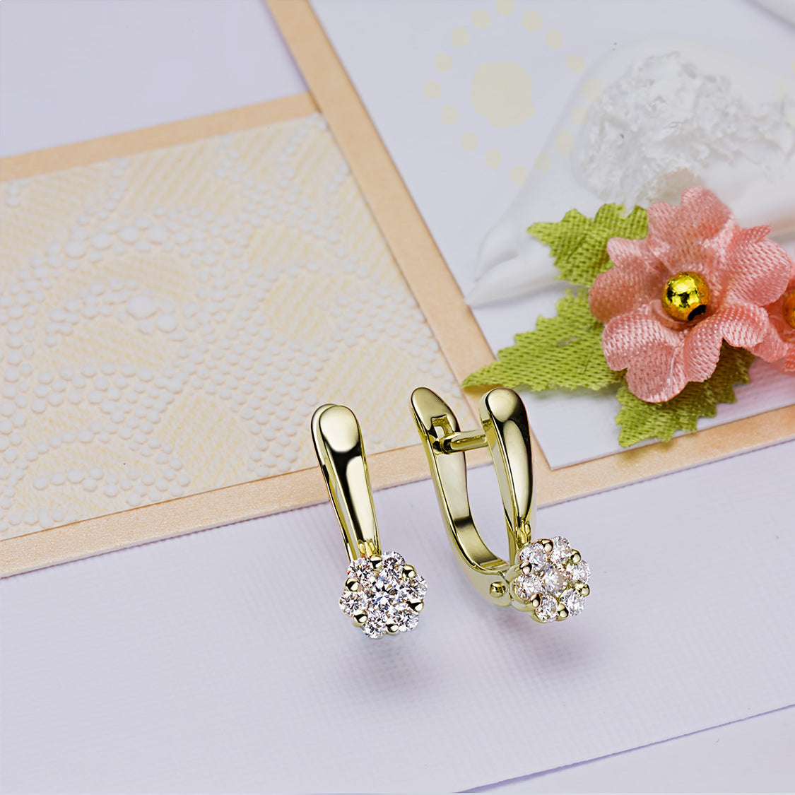 14K Yellow Gold Earrings with Lab-Created Diamonds 0.320 CT.TW