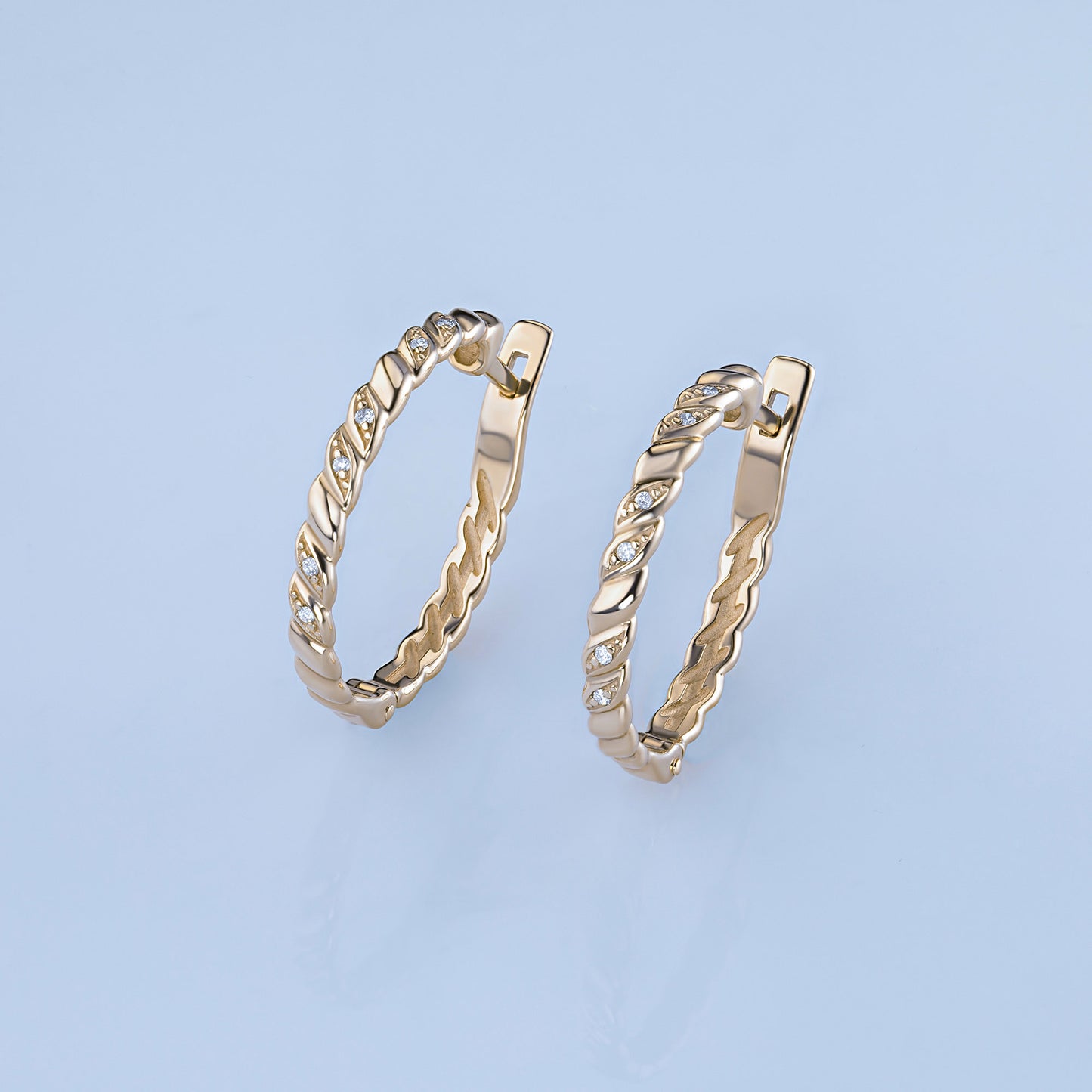 14K Yellow Gold Earrings with Lab-Created Diamonds 0.070 CT.TW