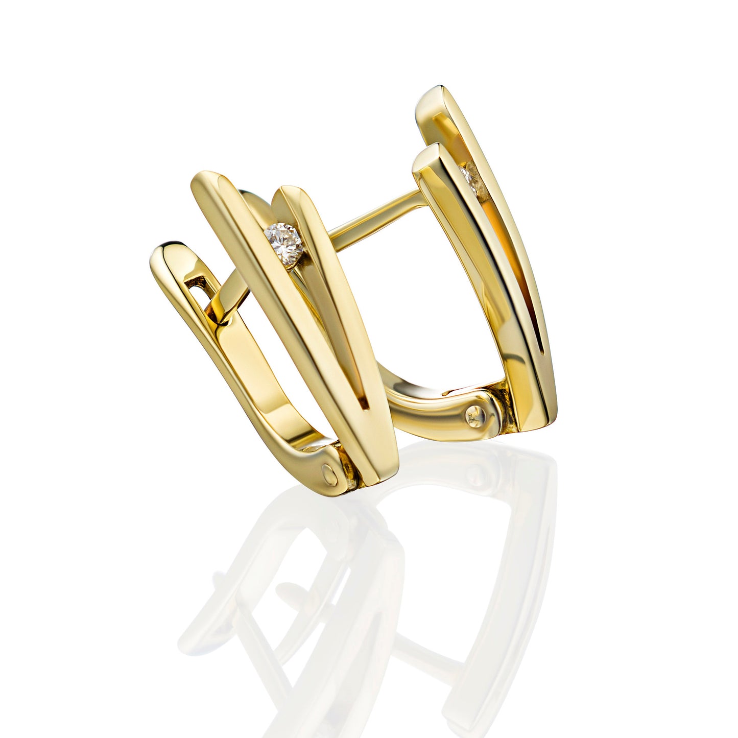 14K Yellow Gold Earrings with Lab-Created Diamonds 0.310 CT.TW