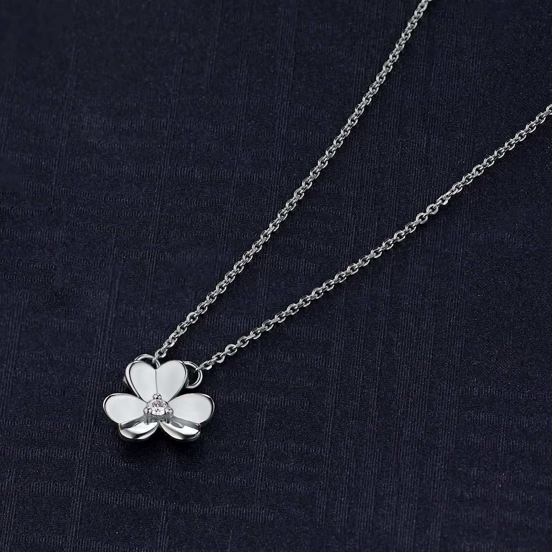 Sterling Silver Necklace with Lab-Created Diamonds 0.03 CT.TW