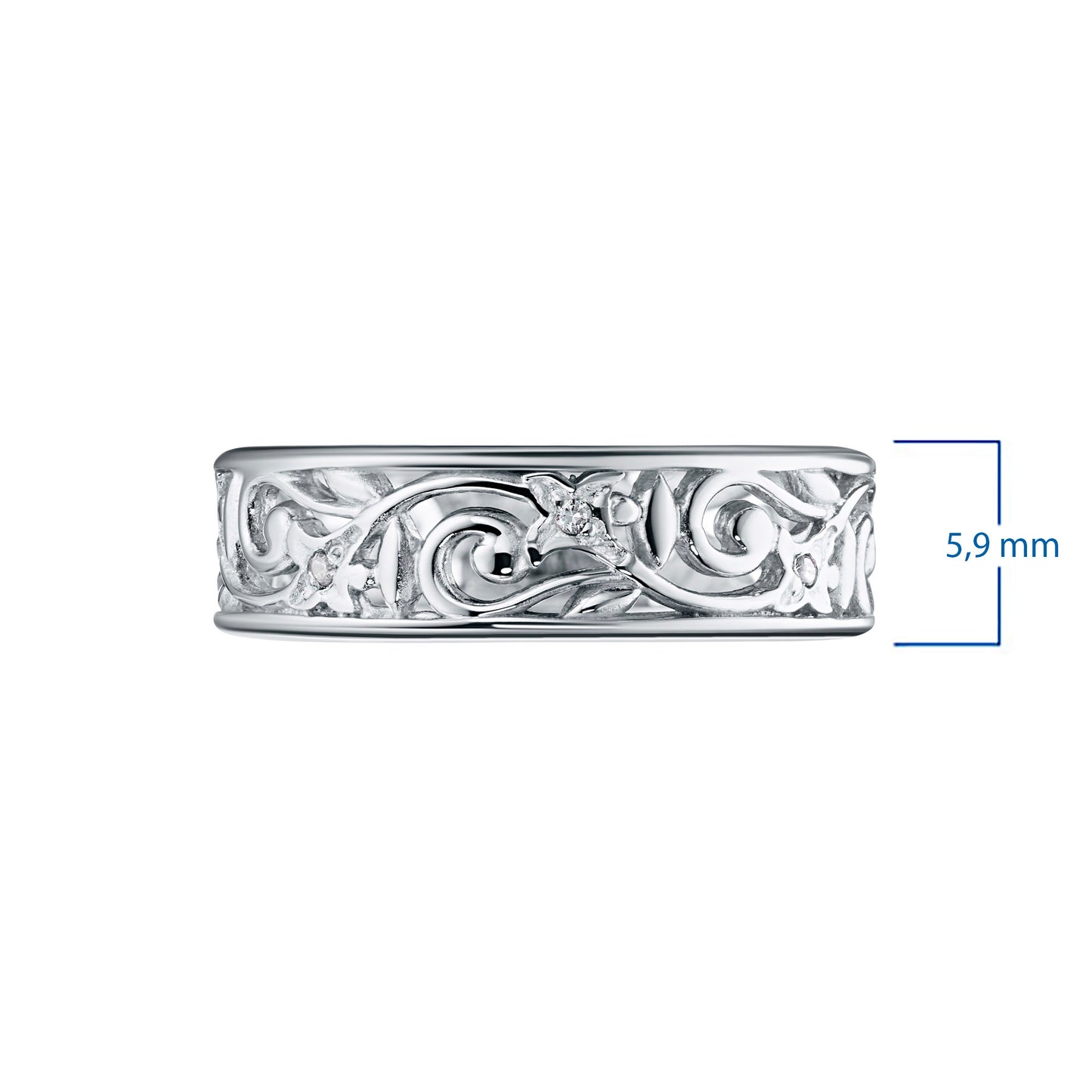 Кольцо из стерлингового серебра с выращенными в лаборатории бриллиантами 0,010 карата