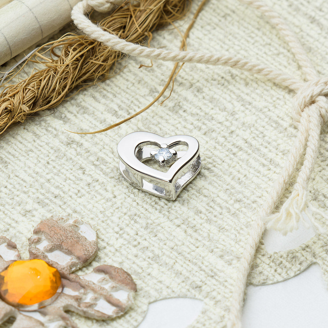 Sterling Silver Pendant with Lab-Created Diamonds 0.040 CT.TW