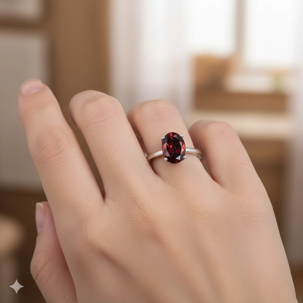 Sterling Silver Ring with Garnet 1.38 CT.TW