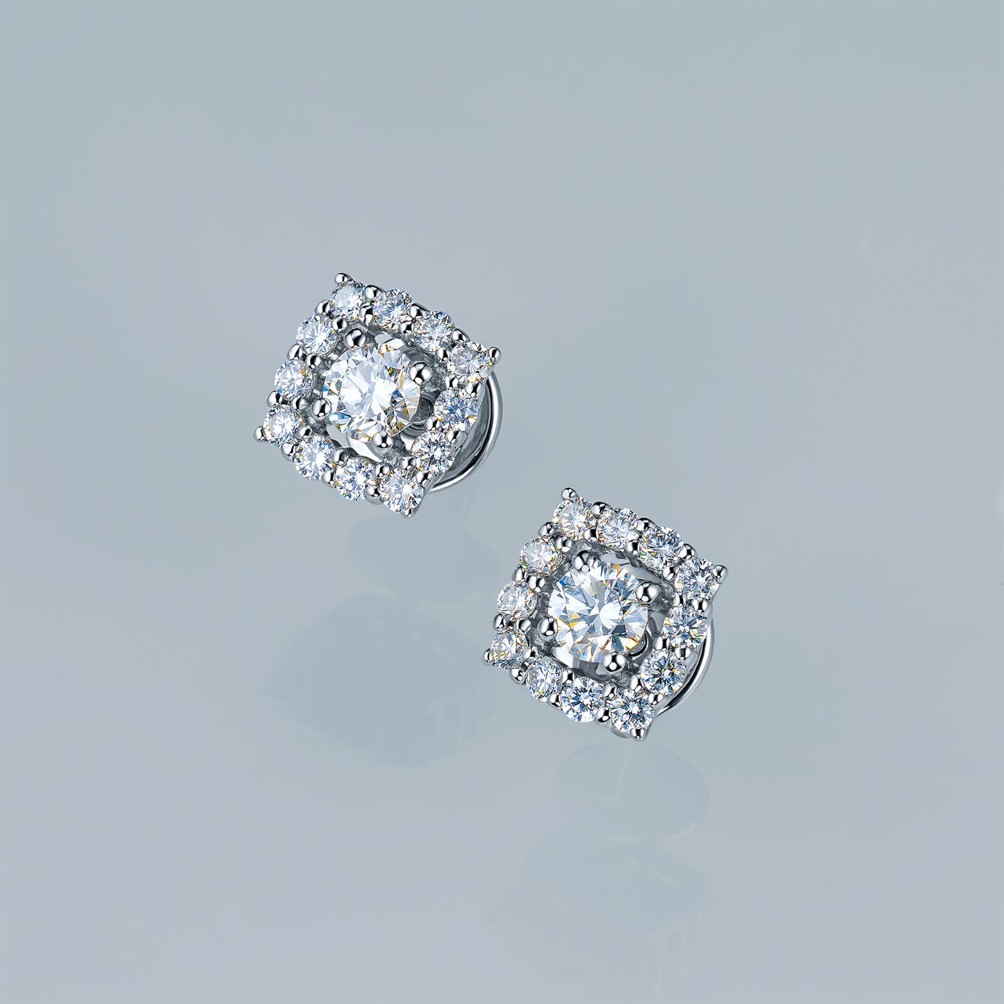 Sterling Silver Earring Studs with Lab-Created Diamonds 0.920 CT.TW