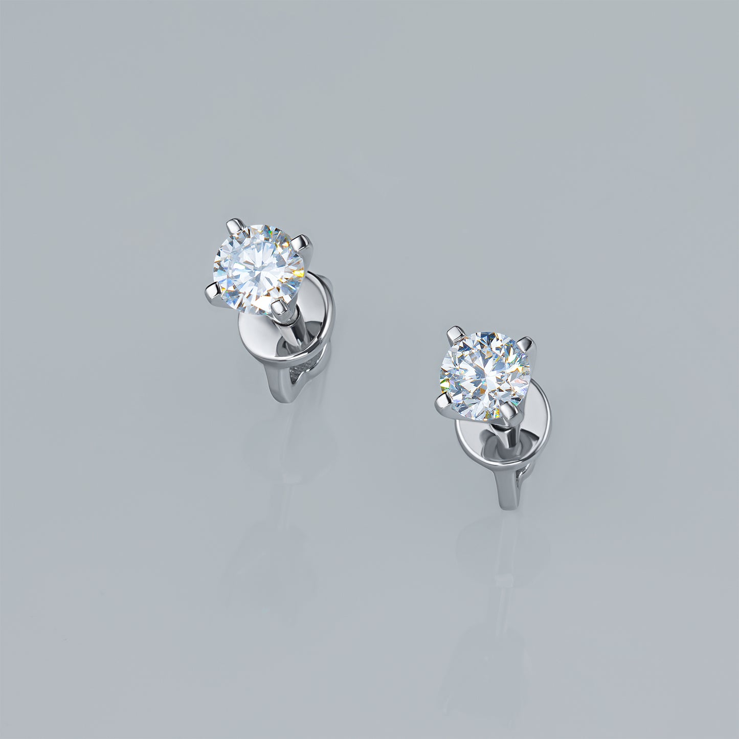 Sterling Silver Earring Studs with Lab-Created Diamonds 0.090 CT.TW