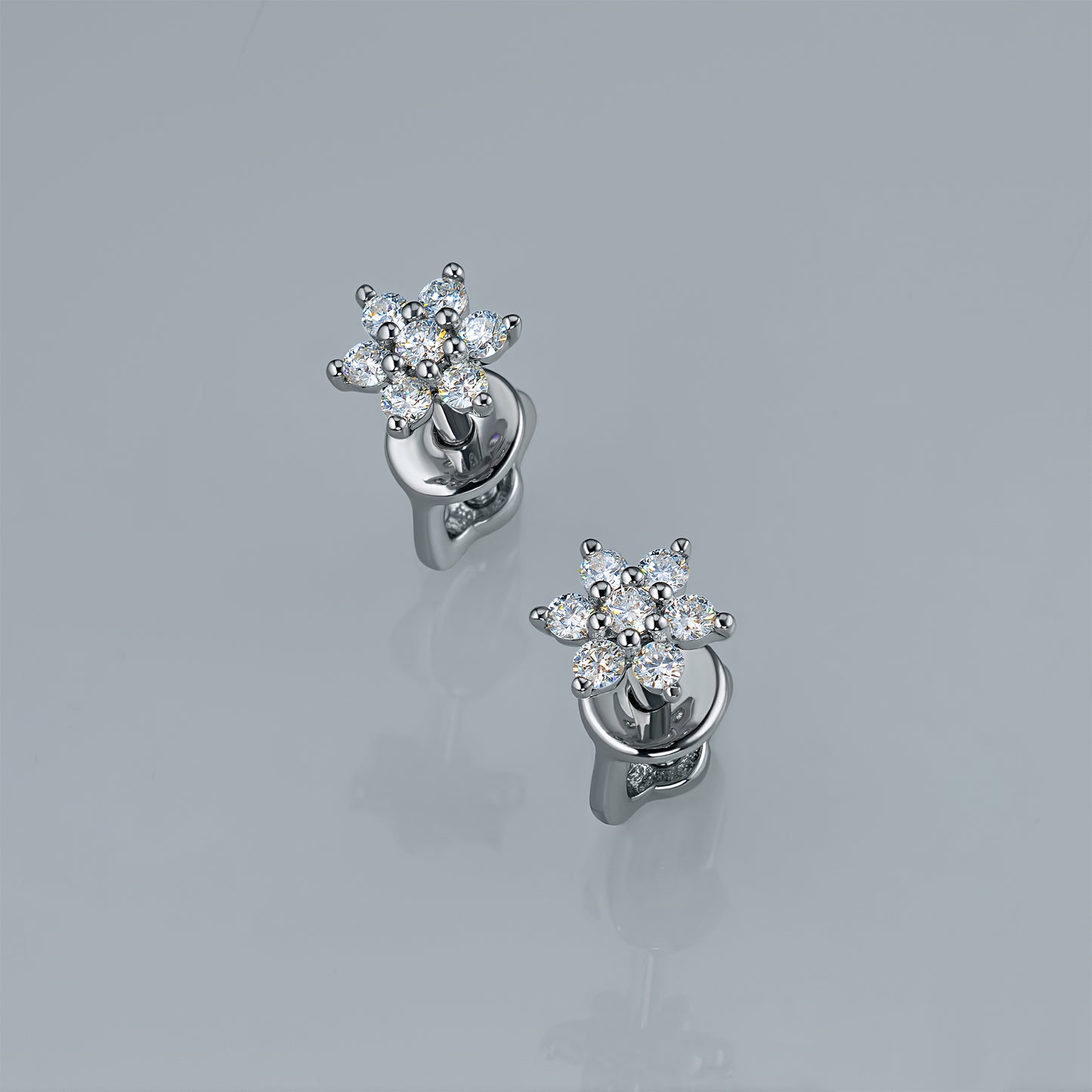Sterling Silver Earring Studs with Lab-Created Diamonds 2.230 CT.TW