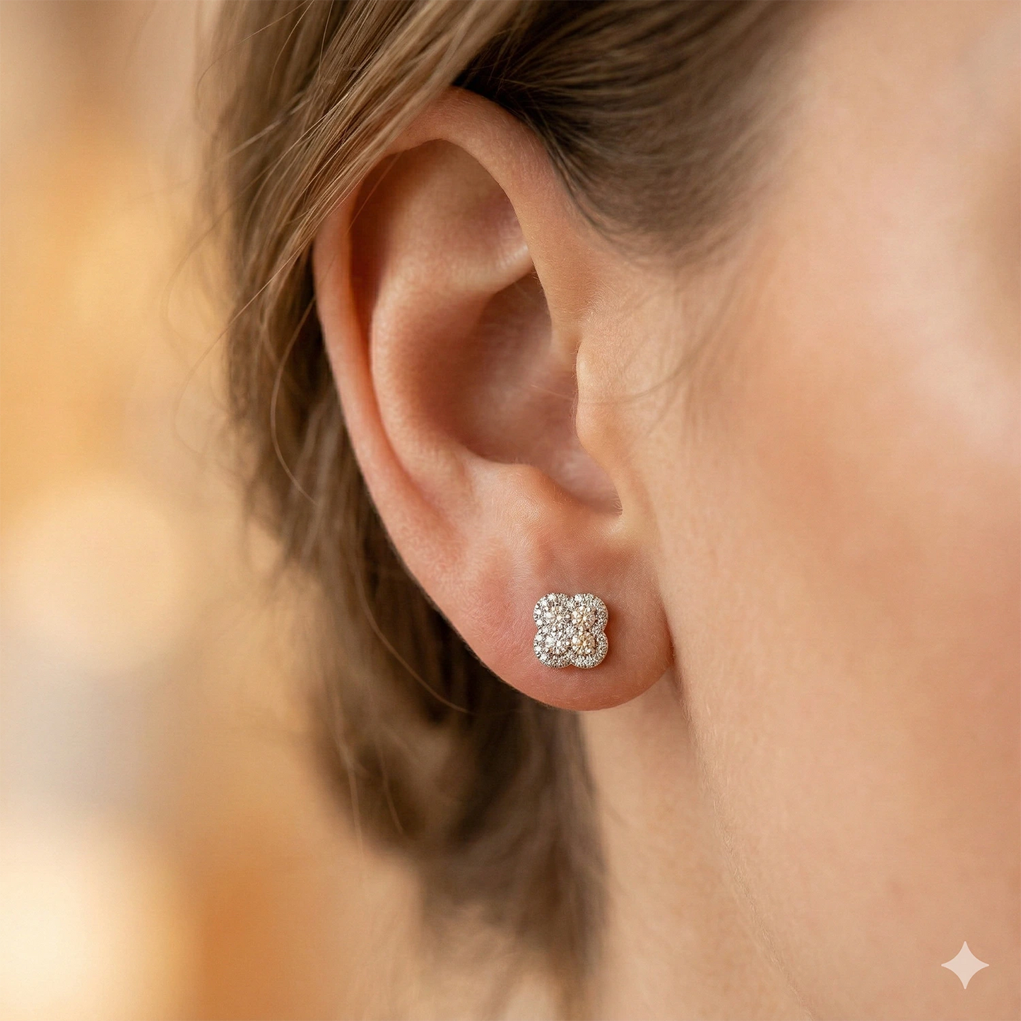 Sterling Silver Earring Studs with Sapphire and Lab-Created Diamonds 1.21 CT.TW