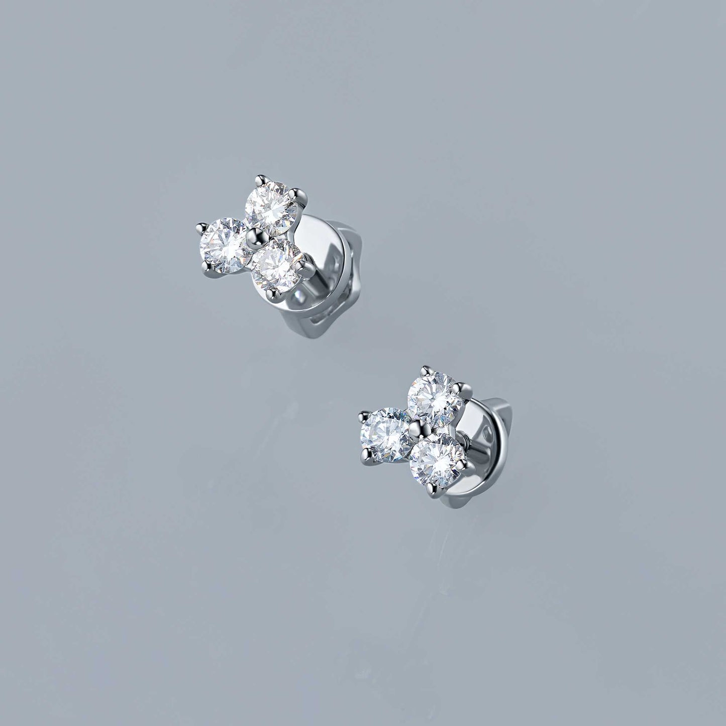 Sterling Silver Earring Studs with Lab-Created Diamonds 0.720 CT.TW