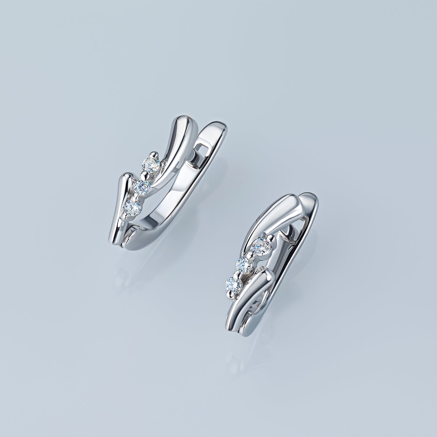 Sterling Silver Earrings with Lab-Created Diamonds 0.080 CT.TW