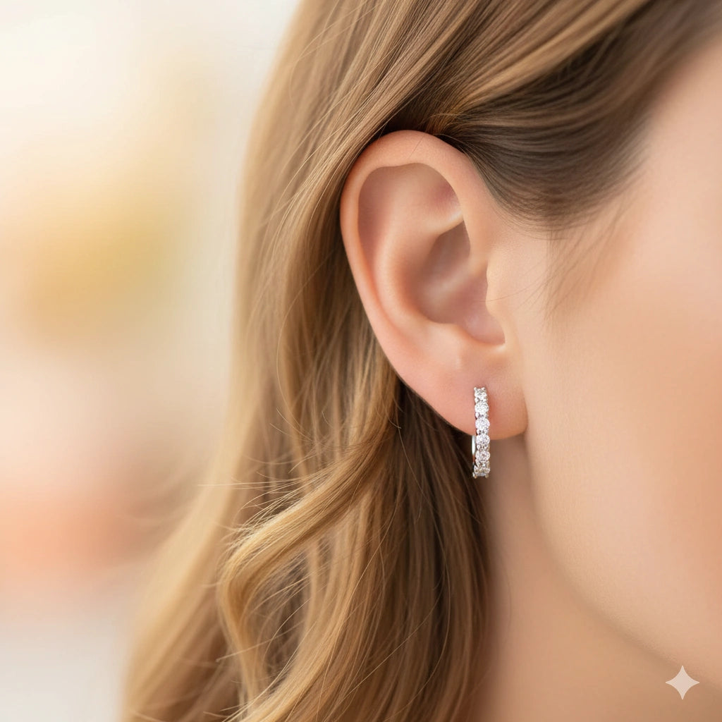 Sterling Silver Earrings with Lab-Created Diamonds 0.47 CT.TW