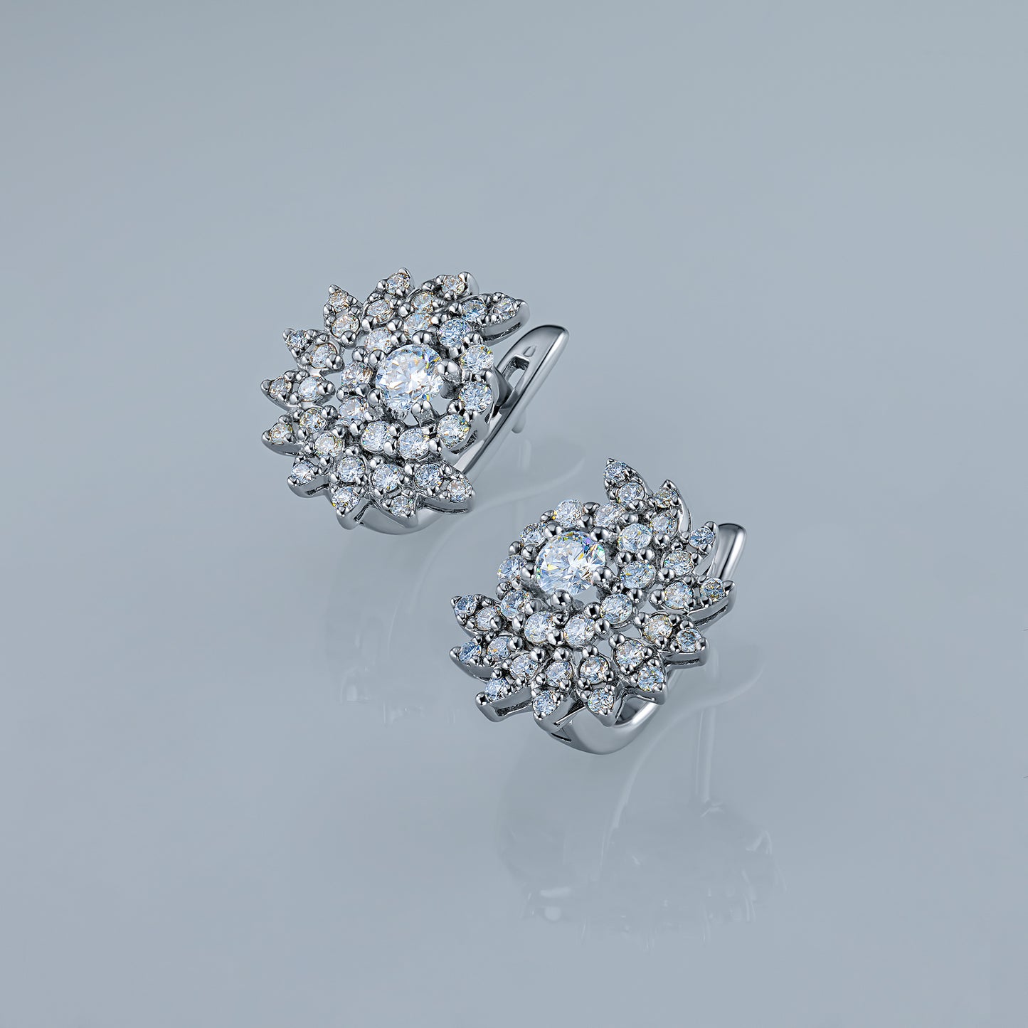 Sterling Silver Earrings with Lab-Created Diamonds 0.950 CT.TW