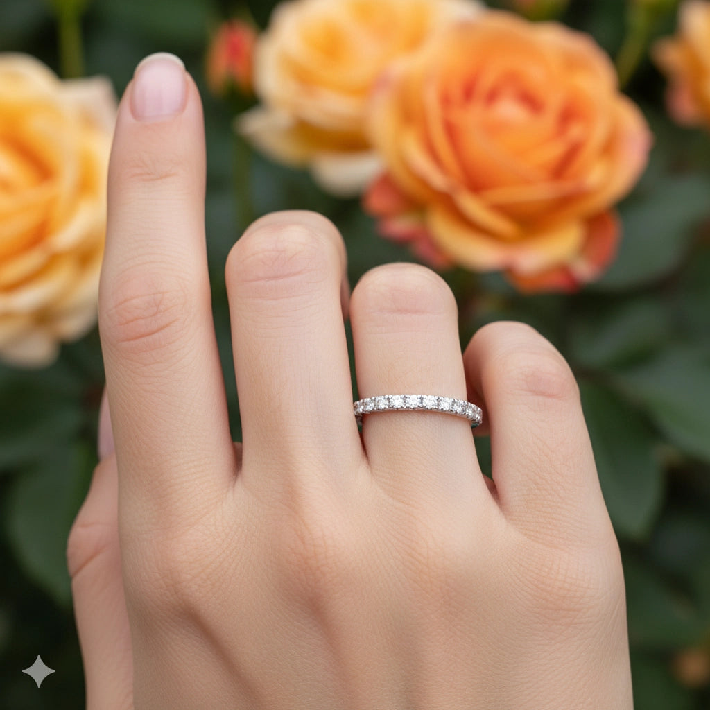 Δαχτυλίδι από λευκόχρυσο 14 καρατίων με διαμάντια κατασκευασμένα σε εργαστήριο 0,130 CT.TW