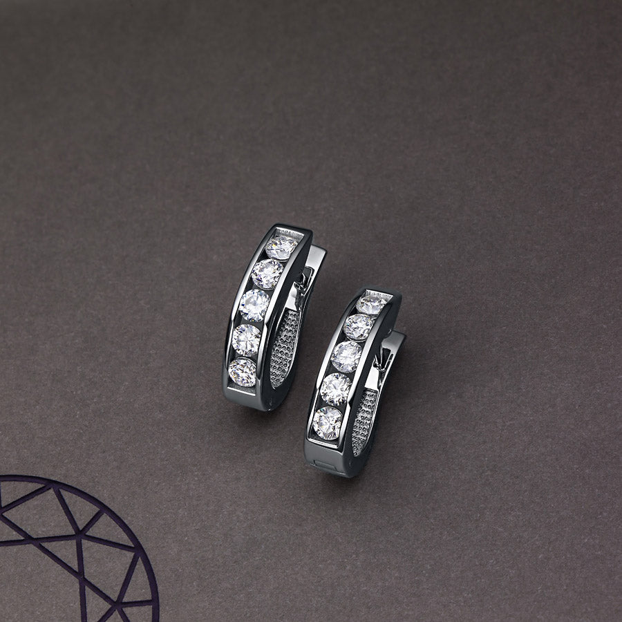 Sterling Silver Earrings with Lab-Created Diamonds 1.93 CT.TW