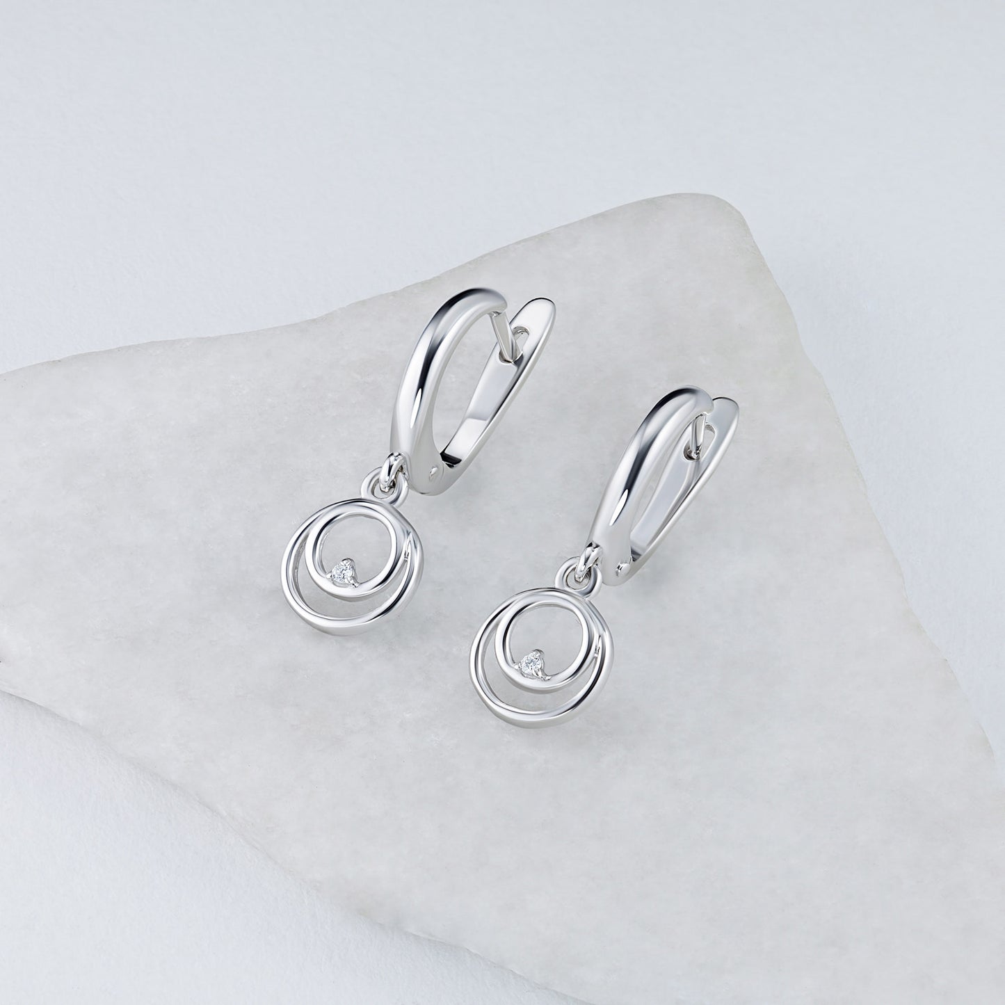 Sterling Silver Earrings with Lab-Created Diamonds 0.010 CT.TW