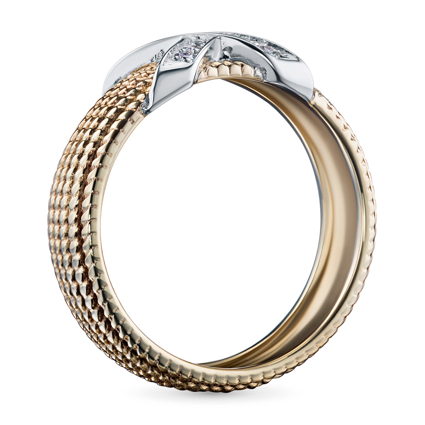 14K White-yellow Gold Ring with Lab-Created Diamonds 0.120 CT.TW