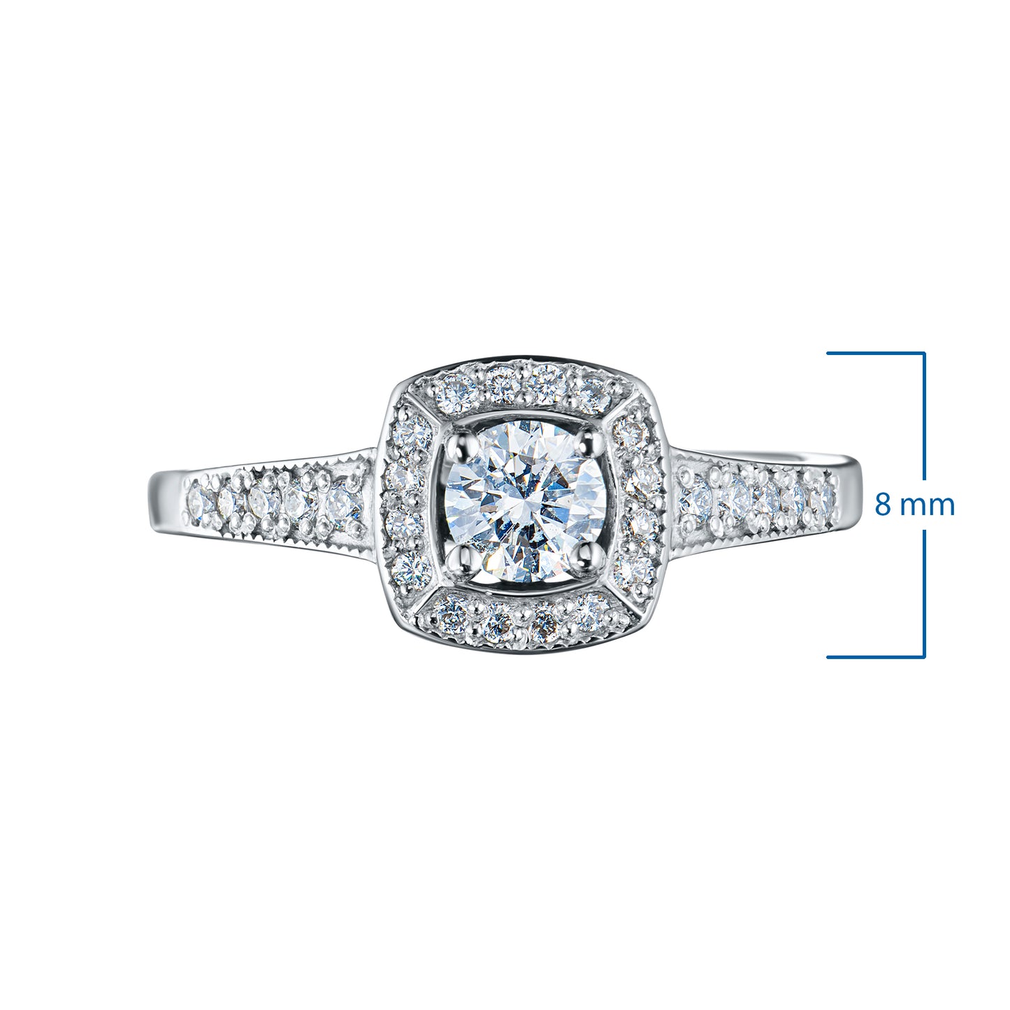 Δαχτυλίδι από λευκόχρυσο 14 καρατίων με διαμάντια κατασκευασμένα σε εργαστήριο 0,480 CT.TW