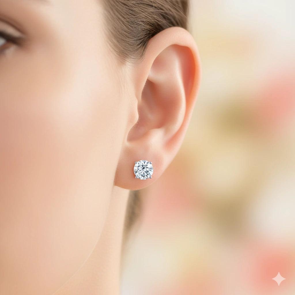 14K White Gold Earring Studs with Lab-Created Diamonds 4.19 CT.TW