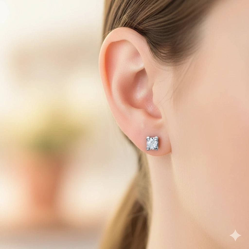 14K White Gold Earring Studs with Lab-Created Diamonds 0.550 CT.TW