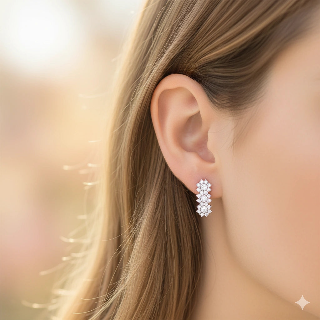 14K White Gold Earrings with Lab-Created Diamonds 0.84 CT.TW