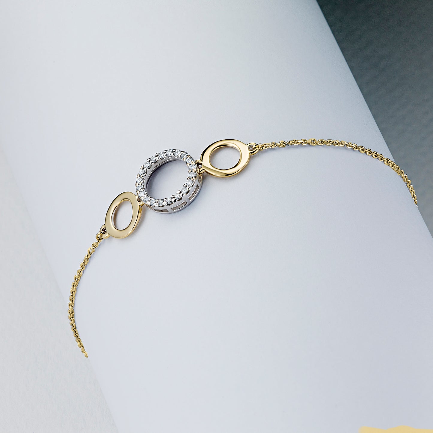 14K White-yellow Gold Bracelet with Lab-Created Diamonds 0.240 CT.TW