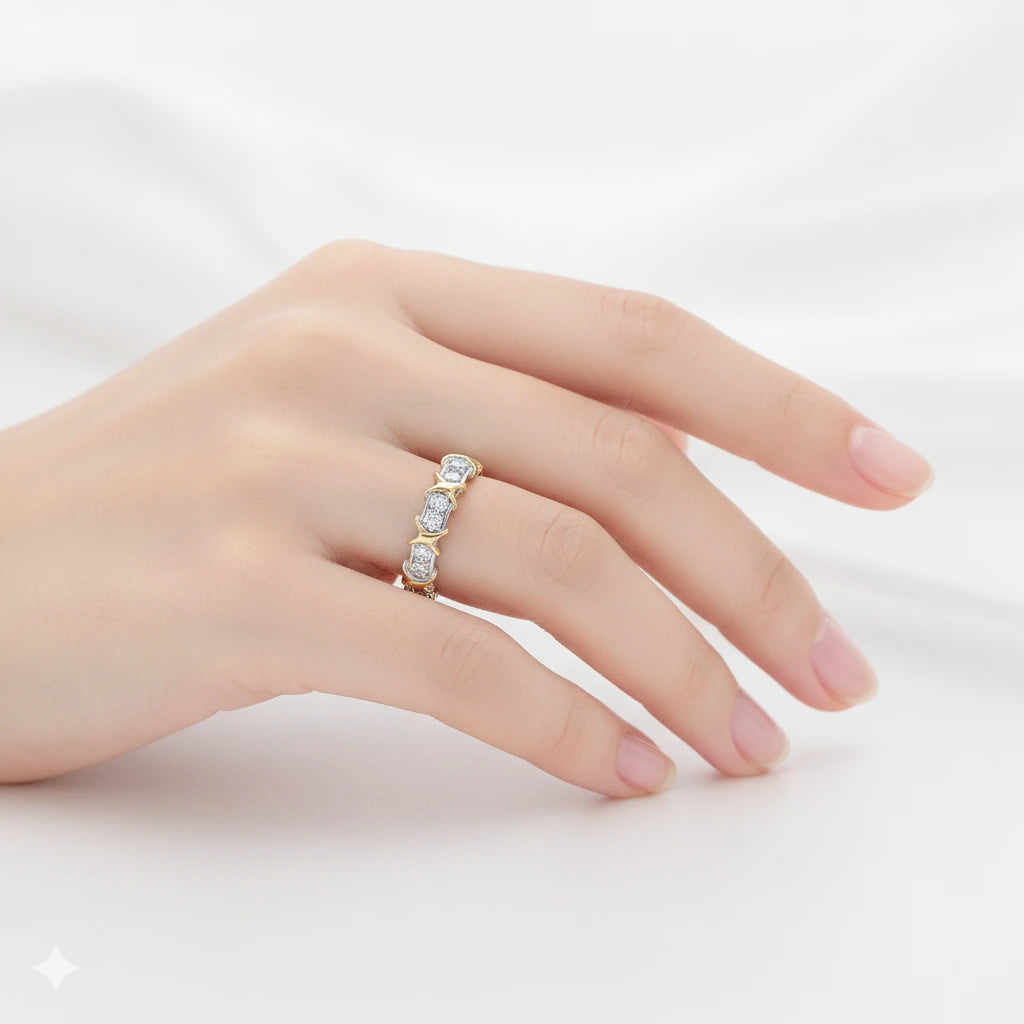 14K White-yellow Gold Ring with Lab-Created Diamonds 0.620 CT.TW