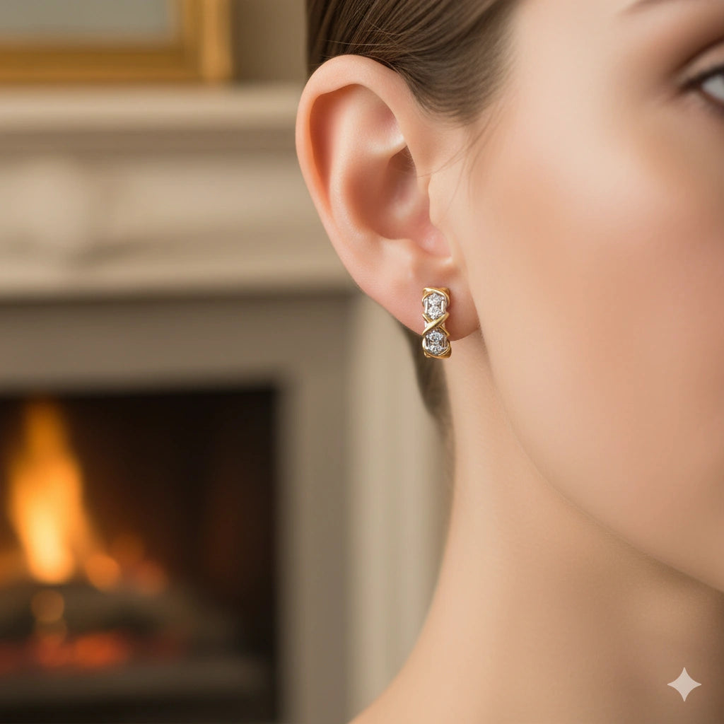 Серьги из 14-каратного бело-желтого золота с выращенными в лаборатории бриллиантами 0,280 карата