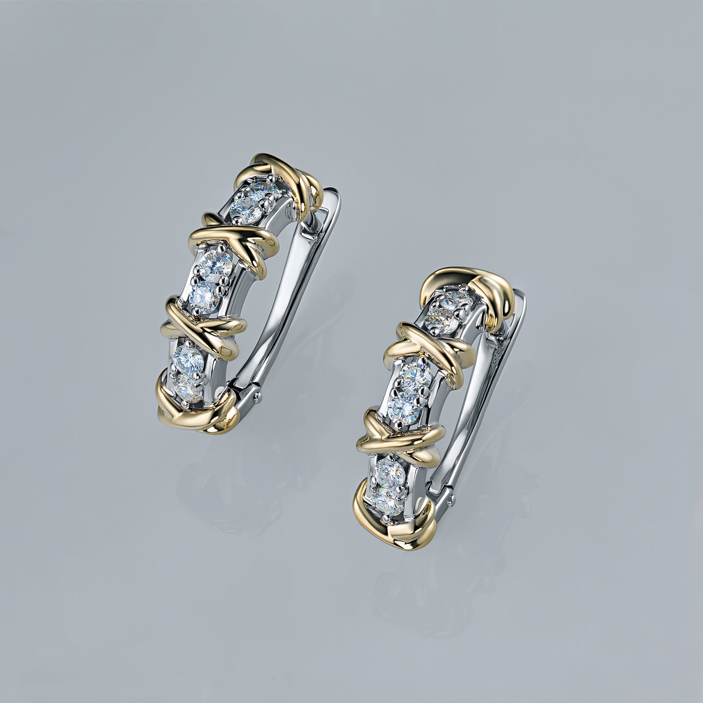 14K White-yellow Gold Earrings with Lab-Created Diamonds 0.530 CT.TW