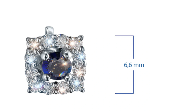 Sterling Silver Earring Studs with Sapphire and Lab-Created Diamonds 0.61 CT.TW