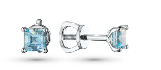 Sterling Silver Earring Studs with Topaz 1.66 CT.TW