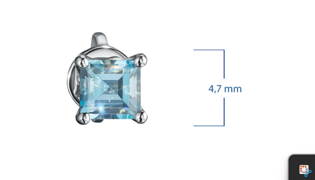 Sterling Silver Earring Studs with Topaz 1.66 CT.TW