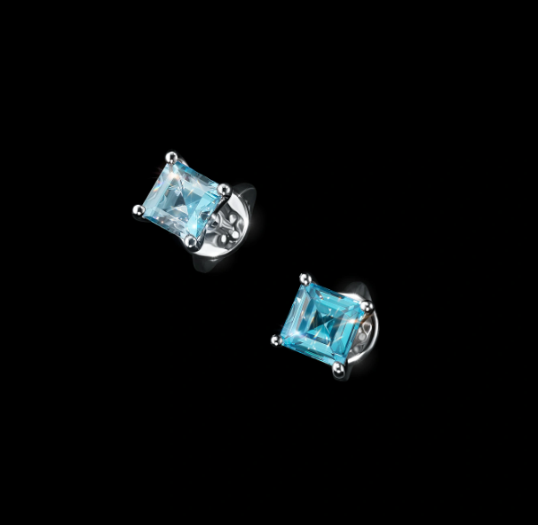Sterling Silver Earring Studs with Topaz 1.66 CT.TW