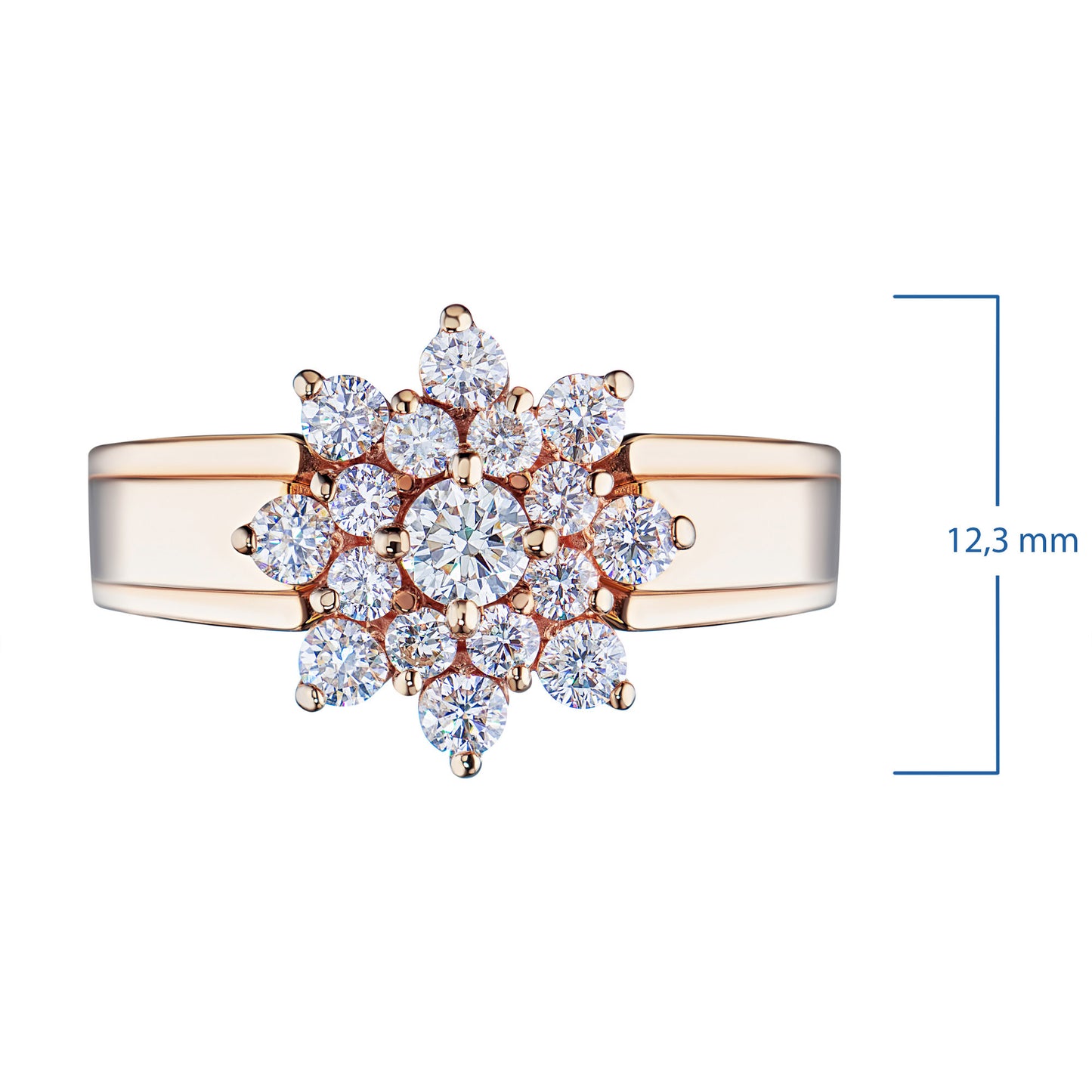 Кольцо Wy/g (без никеля) 750 пробы с выращенными в лаборатории бриллиантами 0,730 карата 