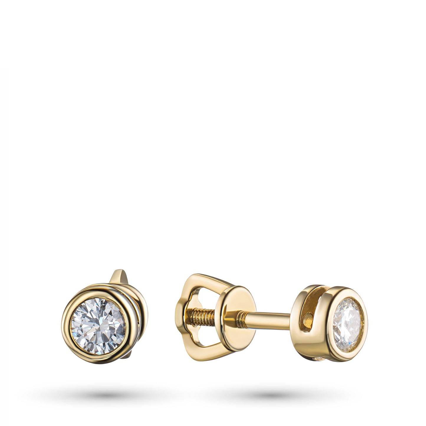 14K Yellow Gold Earring Studs with Natural Diamonds 0.370 CT.TW
