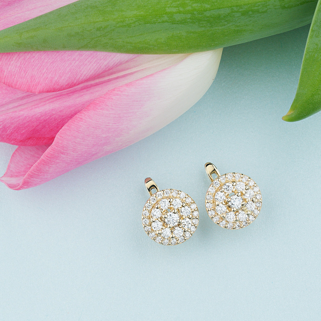 14K Yellow Gold Earrings with Lab-Created Diamonds 1.430 CT.TW