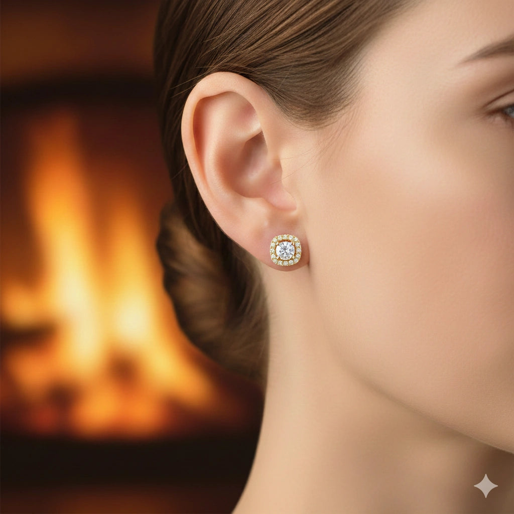 Σκουλαρίκια από λευκόχρυσο 14 καρατίων με διαμάντια κατασκευασμένα σε εργαστήριο 1.070 CT.TW 