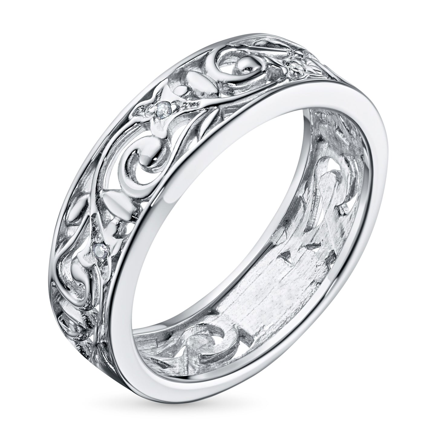 Кольцо из стерлингового серебра с выращенными в лаборатории бриллиантами 0,010 карата