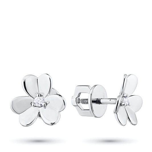 14K White Gold Earring Studs with Lab-Created Diamonds 0.060 CT.TW