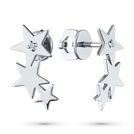 Sterling Silver Earring Studs with Lab-Created Diamonds 0.02 CT.TW