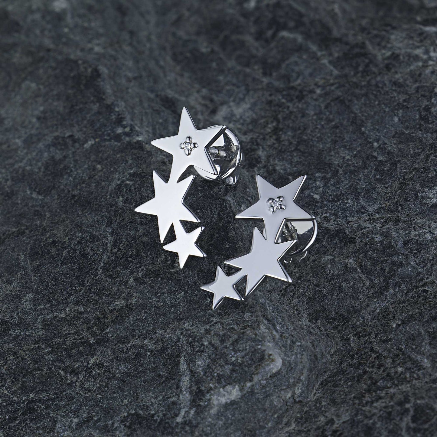 Sterling Silver Earring Studs with Lab-Created Diamonds 0.02 CT.TW