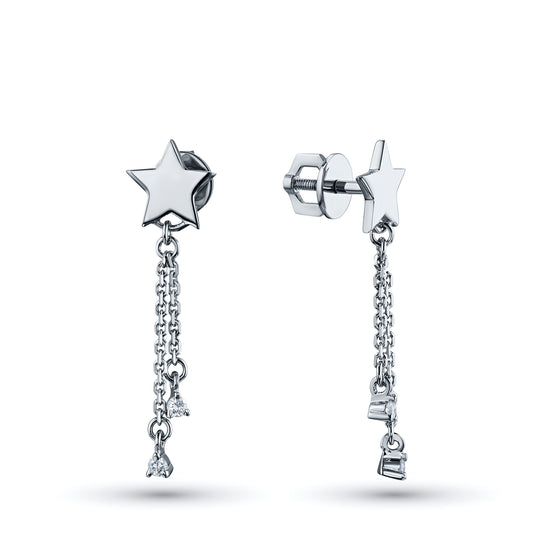 Sterling Silver Earring Studs with Lab-Created Diamonds 0.17 CT.TW