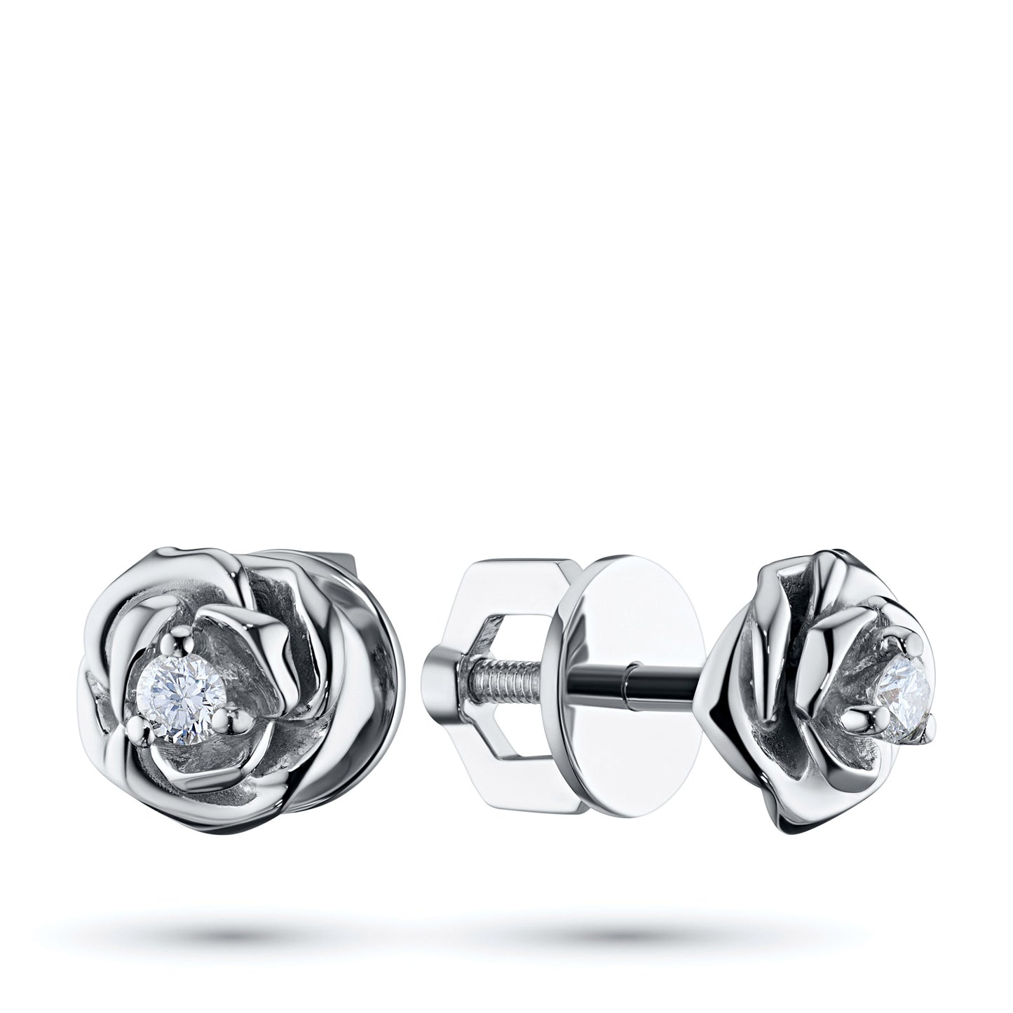 Sterling Silver Earring Studs with Lab-Created Diamonds 0.090 CT.TW