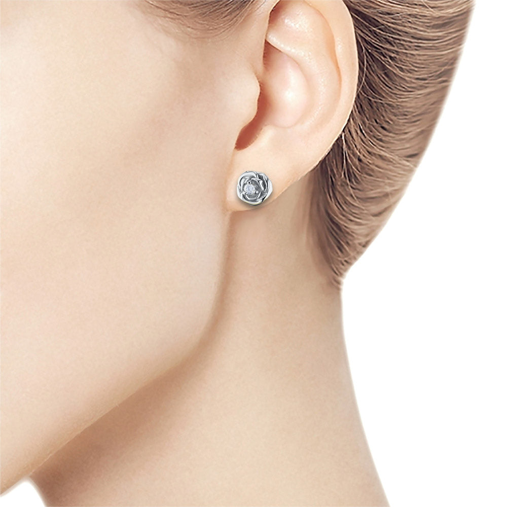 Sterling Silver Earring Studs with Lab-Created Diamonds 0.090 CT.TW