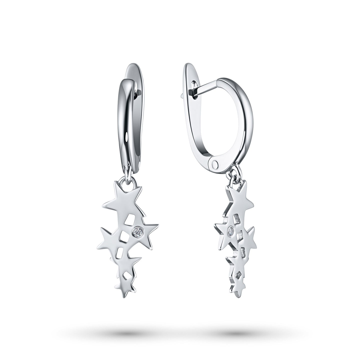 Sterling Silver Earrings with Lab-Created Diamonds 0.01 CT.TW