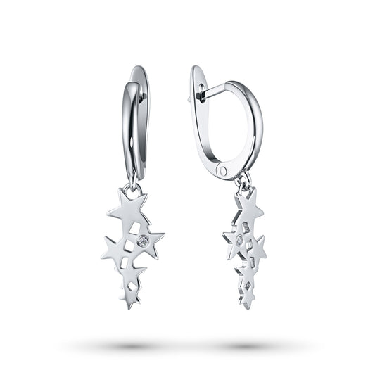 Sterling Silver Earrings with Lab-Created Diamonds 0.01 CT.TW