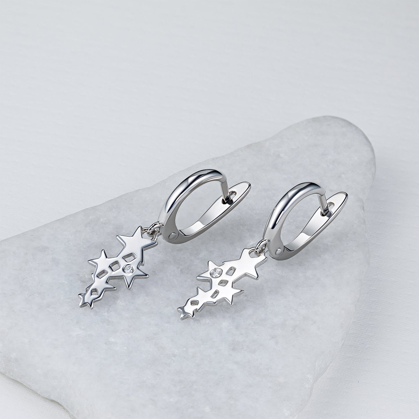 Sterling Silver Earrings with Lab-Created Diamonds 0.01 CT.TW