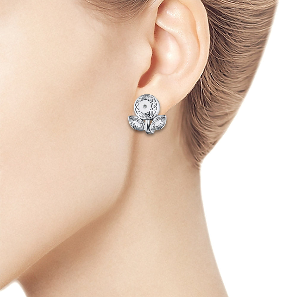 Sterling Silver Earrings with Lab-Created Diamonds 0.020 CT.TW