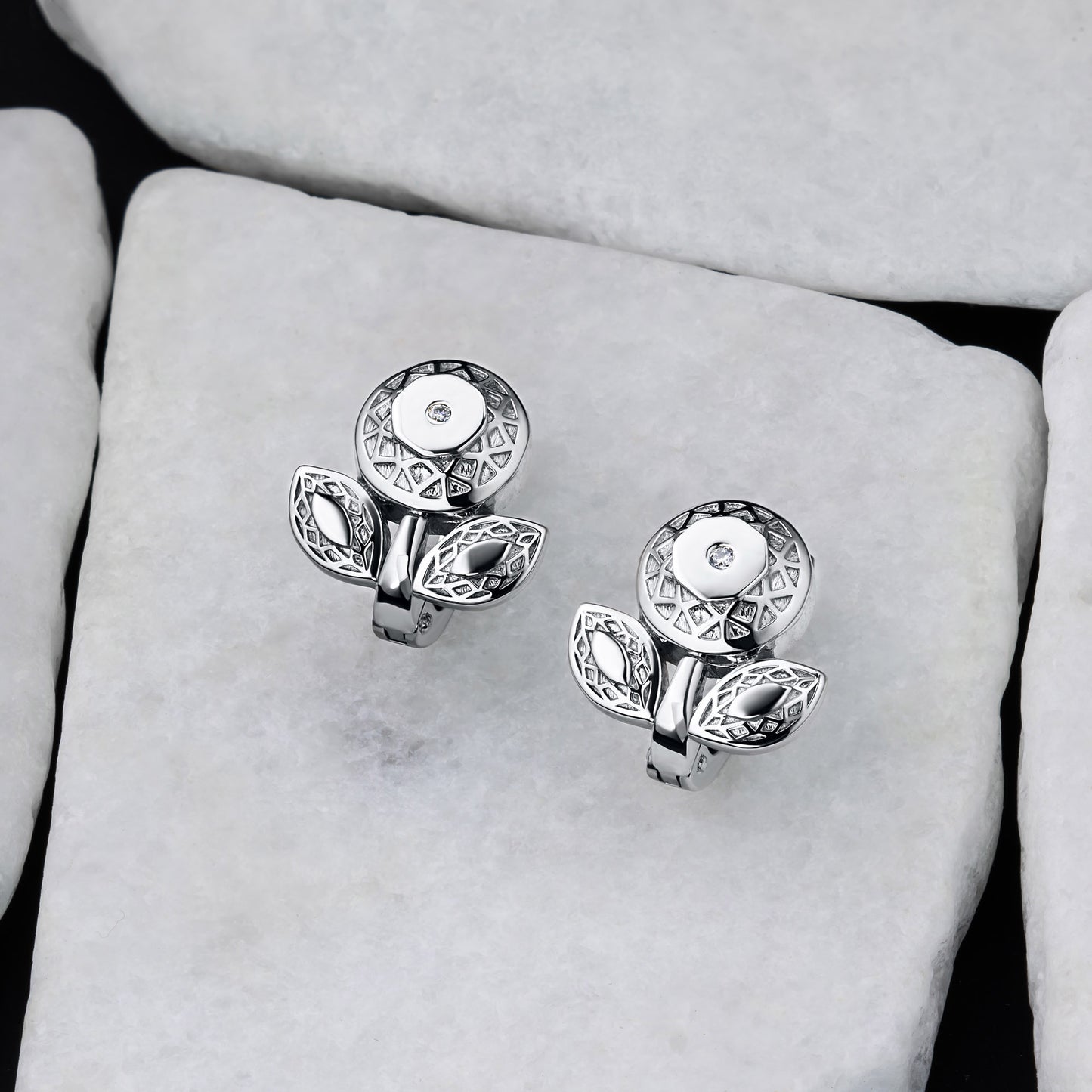 Sterling Silver Earrings with Lab-Created Diamonds 0.020 CT.TW