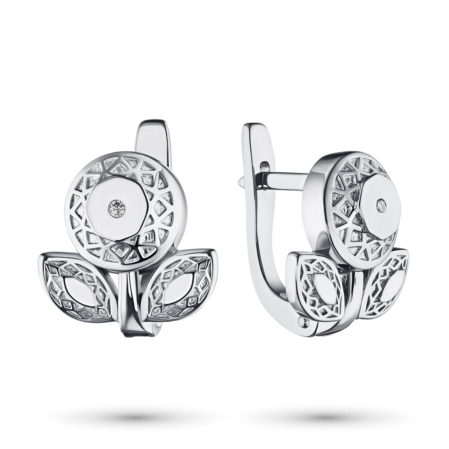 Sterling Silver Earrings with Lab-Created Diamonds 0.020 CT.TW